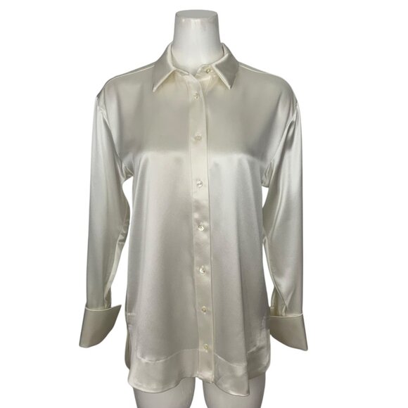 SER.O.YA Zucker Shirt Blouse XS Long Sleeve Button Front French Cuff Relaxed Fit - Picture 1 of 12